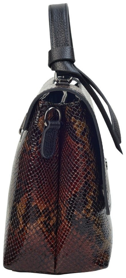 Каркасная женская сумка из натуральной кожи под змею с ручкой для носки Desisan 106846 Разноцветная modnotak фото №3