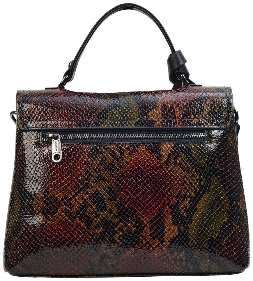 Каркасная женская сумка из натуральной кожи под змею с ручкой для носки Desisan 106846 Разноцветная modnotak фото №4