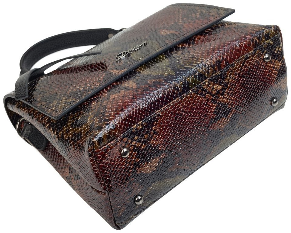 Каркасная женская сумка из натуральной кожи под змею с ручкой для носки Desisan 106846 Разноцветная modnotak фото №5
