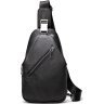 Мужская сумка-слинг через плечо из зернистой кожи черного цвета Vintage (2420249) - 1