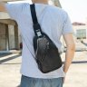 Мужская сумка-слинг через плечо из зернистой кожи черного цвета Vintage (2420249) - 8
