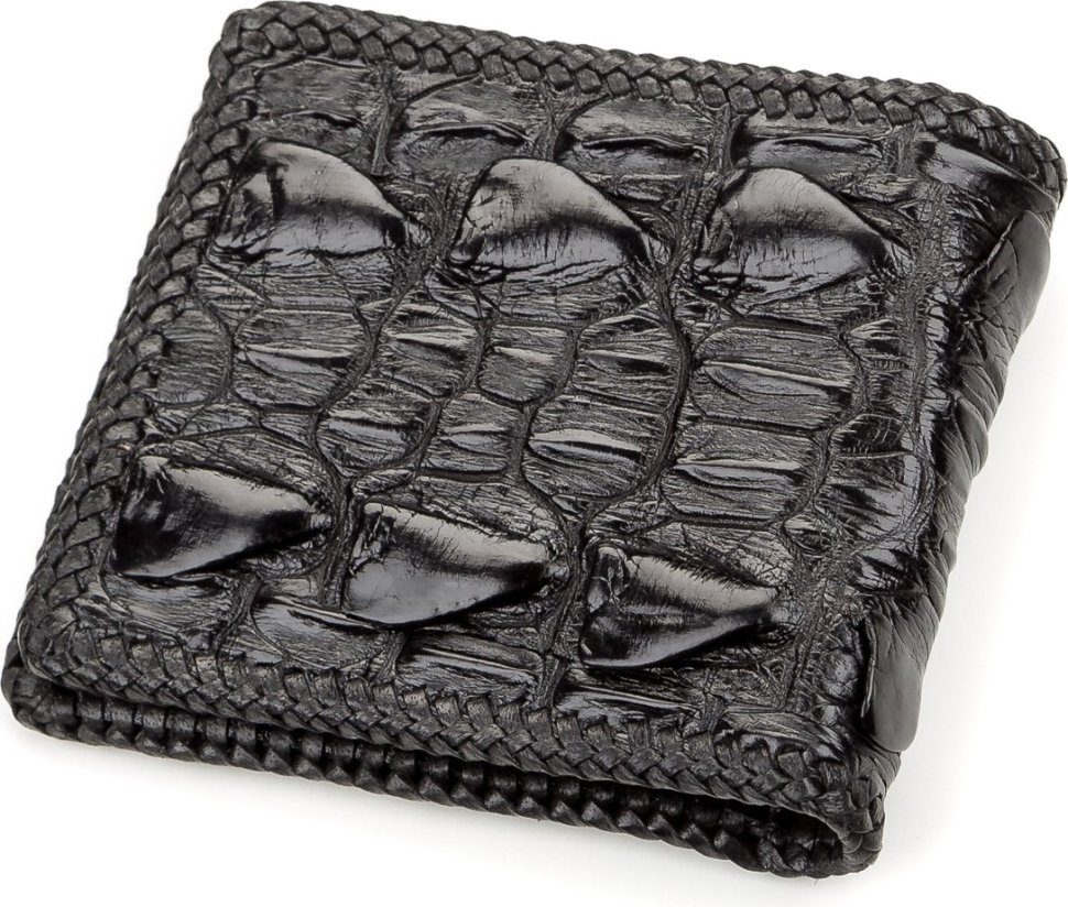 Чорне портмоне з натуральної крокодилячої шкіри CROCODILE LEATHER (024-18186)