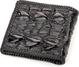 Чорне портмоне з натуральної крокодилячої шкіри CROCODILE LEATHER (024-18186)