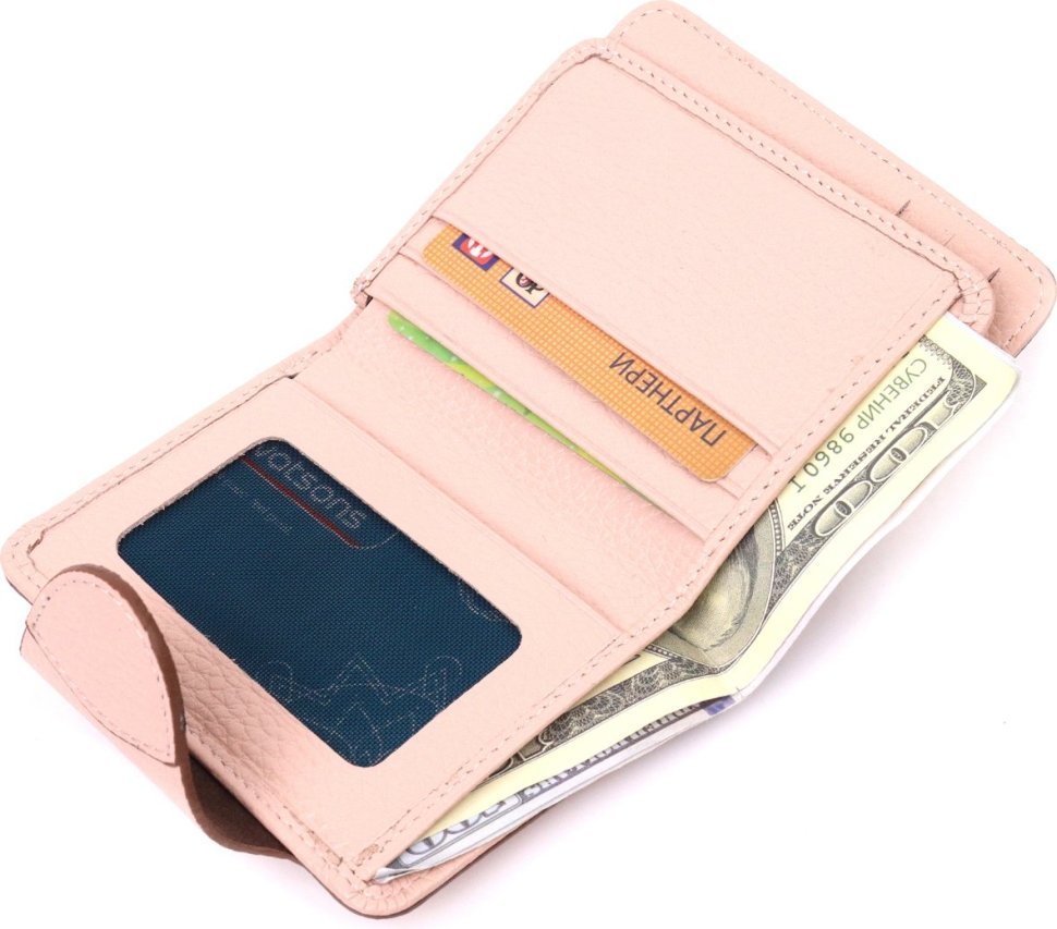 Компактний жіночий гаманець із натуральної шкіри пудрового кольору KARYA (2421348)