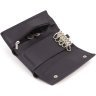 Большая ключница-кошелек из натуральной кожи флотар черного цвета ST Leather 1767346 - 5