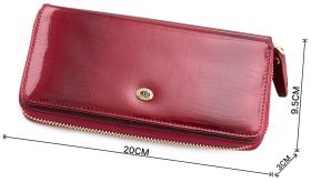 Большой лаковый кошелек красного цвета на молнии ST Leather (16324)
