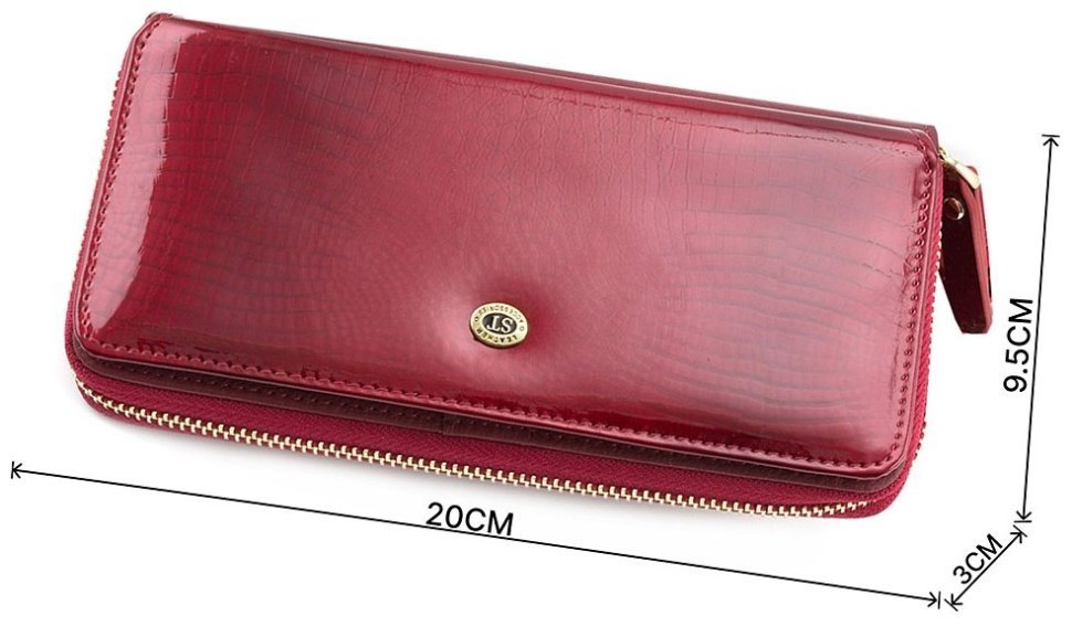 Большой лаковый кошелек красного цвета на молнии ST Leather (16324) фото №3 Большой лаковый кошелек красного цвета на молнии ST Leather (16324) modnotak фото №3