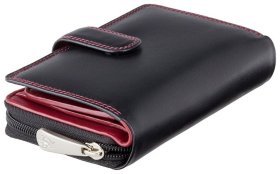 Черный женский вертикальный кошелек из натуральной кожи с двойной строчкой Visconti Ruby 77346