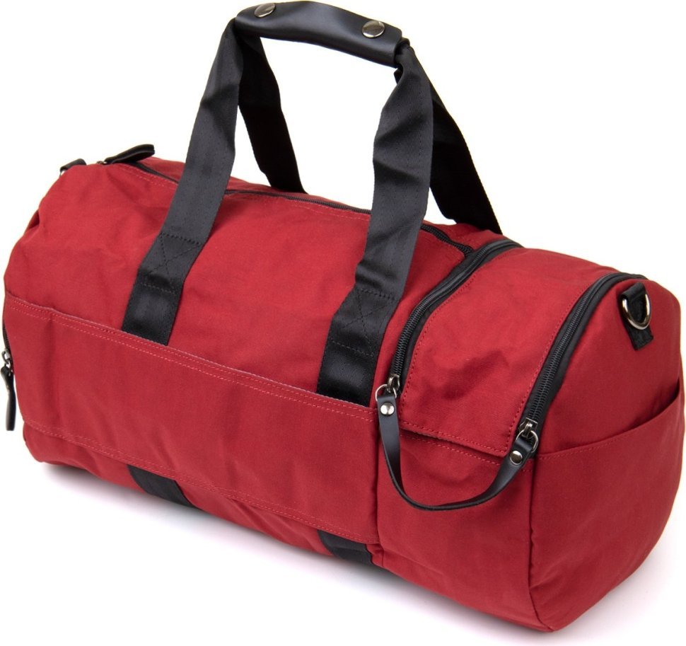 Вместительная спортивная сумка малинового цвета из текстиля Vintage (20642)