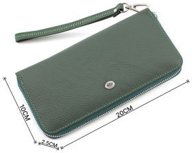 Женский зеленый кошелек на молнии ST Leather (16408)
