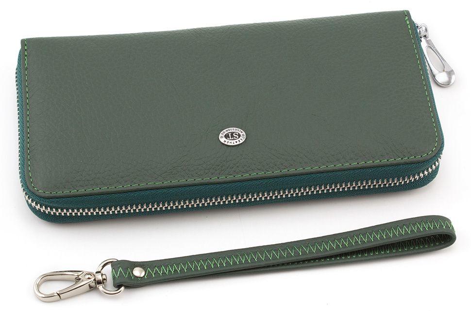 Жіночий зелений гаманець на блискавки ST Leather (16408)