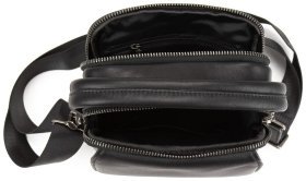 Маленька чоловіча сумка-барсетка з натуральної шкіри в чорному кольорі Tavinchi 77546