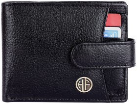 Шкіряне чоловіче портмоне на кнопці зі знімним блоком для карток Hammonds Flycatcher HF502 чорний 107946