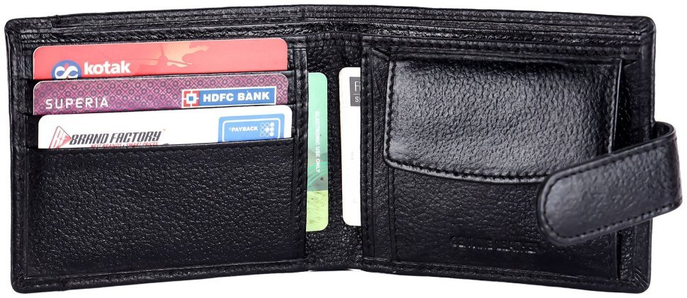 Кожаной мужское портмоне на кнопке со съемным блоком для карт Hammonds Flycatcher HF502 черный 107946 modnotak фото №2