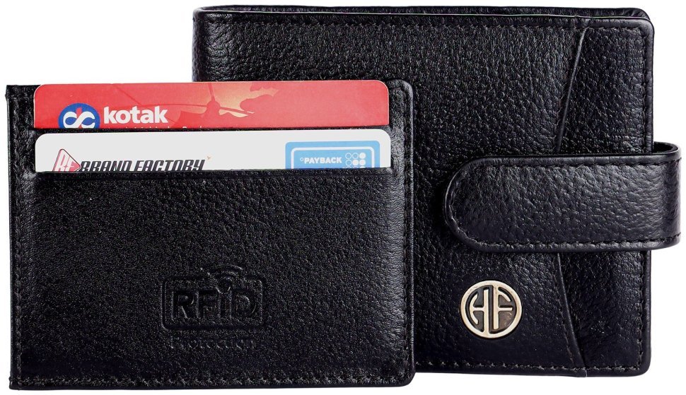 Кожаной мужское портмоне на кнопке со съемным блоком для карт Hammonds Flycatcher HF502 черный 107946 modnotak фото №4