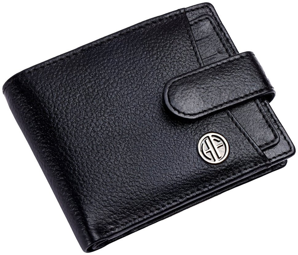 Кожаной мужское портмоне на кнопке со съемным блоком для карт Hammonds Flycatcher HF502 черный 107946 modnotak фото №5