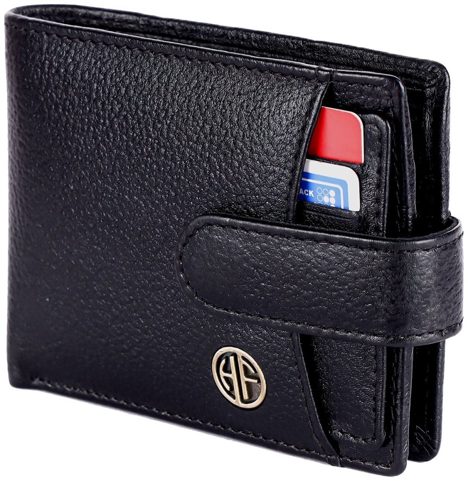 Кожаной мужское портмоне на кнопке со съемным блоком для карт Hammonds Flycatcher HF502 черный 107946 modnotak фото №6