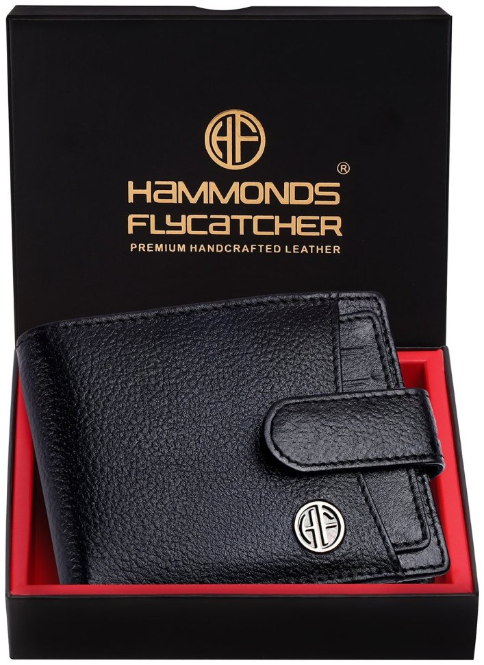 Кожаной мужское портмоне на кнопке со съемным блоком для карт Hammonds Flycatcher HF502 черный 107946 modnotak фото №7