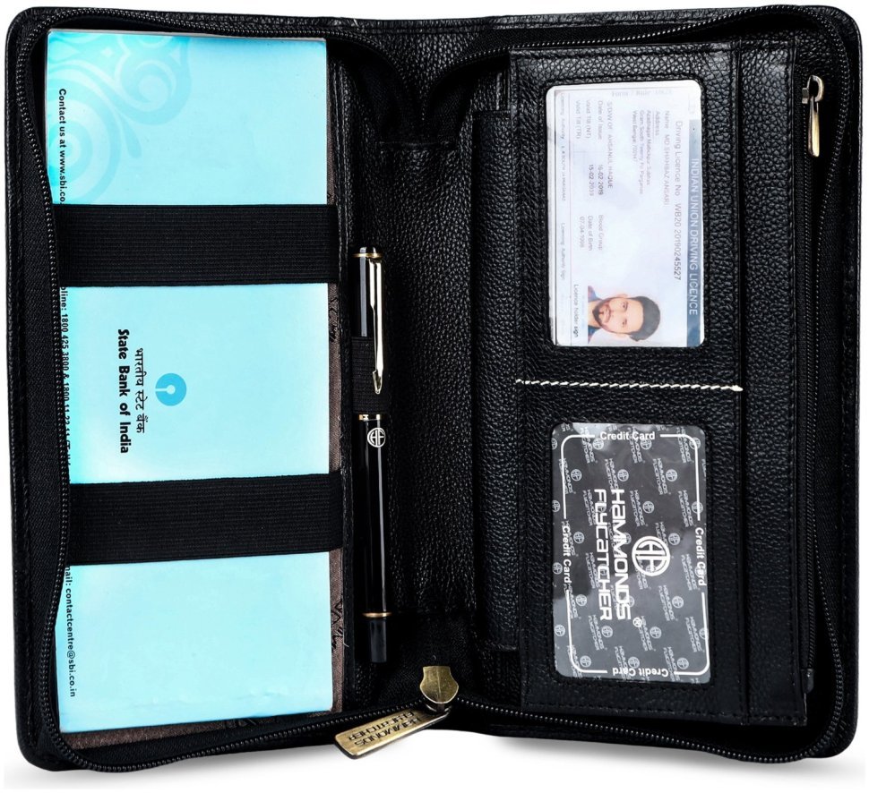 Большое портмоне из натуральной кожи для путешествий на молнии Hammonds Flycatcher PH601 черный 108046 modnotak фото №2