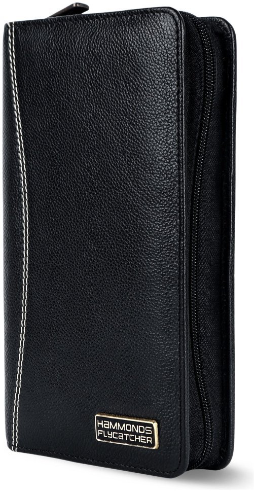 Большое портмоне из натуральной кожи для путешествий на молнии Hammonds Flycatcher PH601 черный 108046 modnotak фото №4