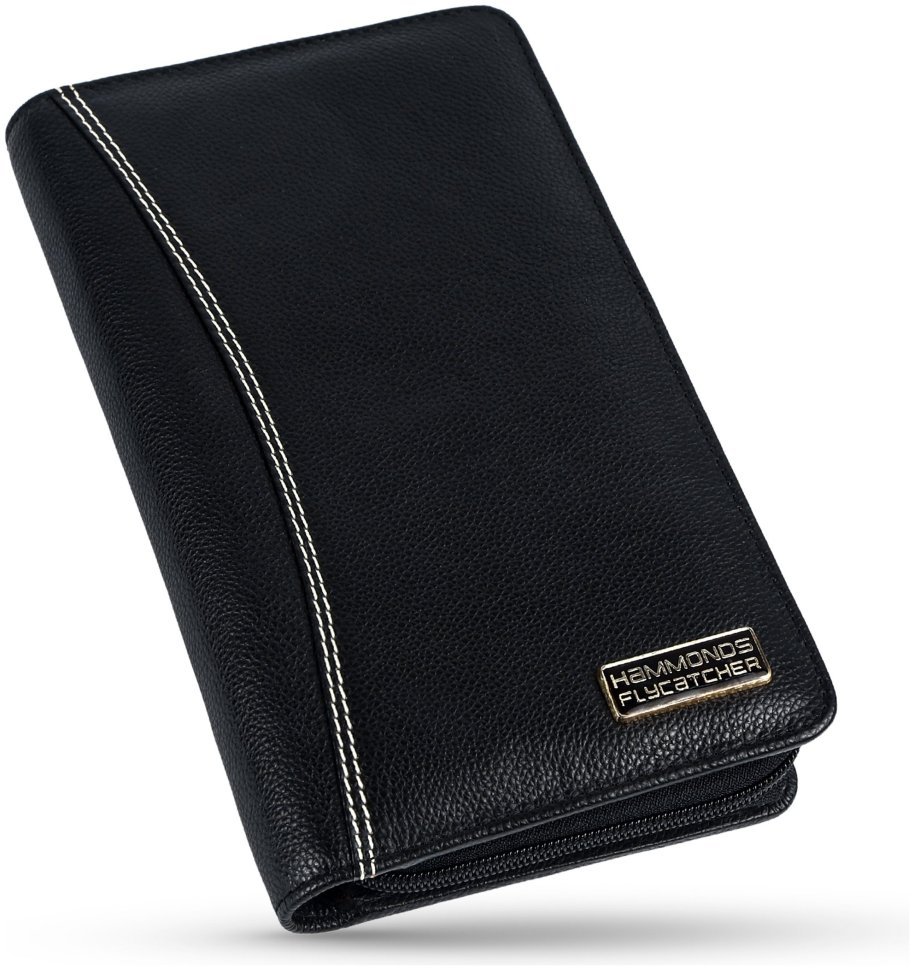 Большое портмоне из натуральной кожи для путешествий на молнии Hammonds Flycatcher PH601 черный 108046 modnotak фото №5