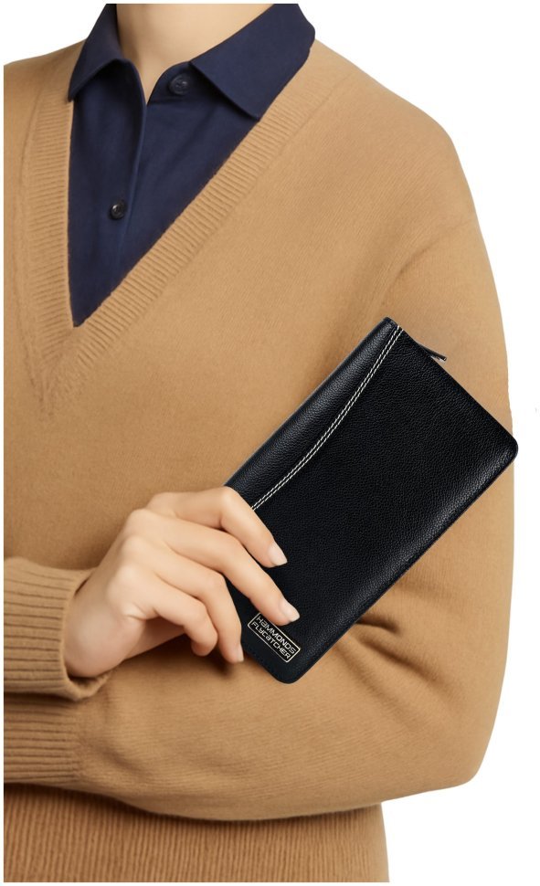 Большое портмоне из натуральной кожи для путешествий на молнии Hammonds Flycatcher PH601 черный 108046 modnotak фото №6