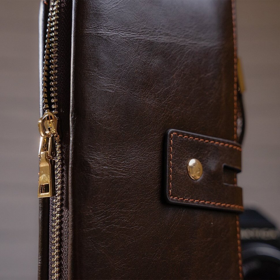 Чоловічий клатч з натуральної шкіри коричневого кольору Vintage (20236) modnotak фото №8