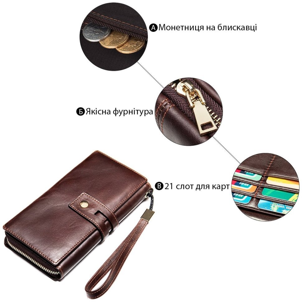 Чоловічий клатч з натуральної шкіри коричневого кольору Vintage (20236) modnotak фото №12