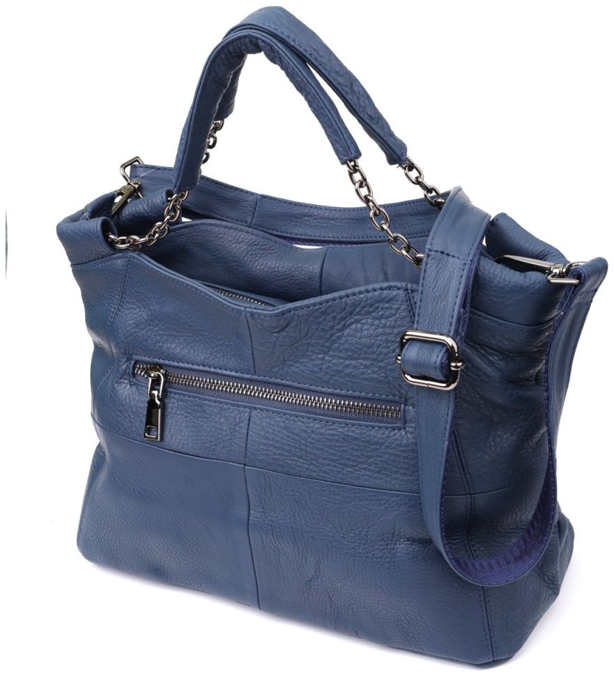 Повсякденна жіноча сумка з натуральної шкіри з короткими ручками Vintage 98146 синього кольору фото №2 Повсякденна жіноча сумка з натуральної шкіри з короткими ручками Vintage 98146 синього кольору modnotak фото №2