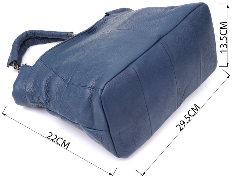 Повсякденна жіноча сумка з натуральної шкіри з короткими ручками Vintage 98146 синього кольору фото №3 Повсякденна жіноча сумка з натуральної шкіри з короткими ручками Vintage 98146 синього кольору modnotak фото №3