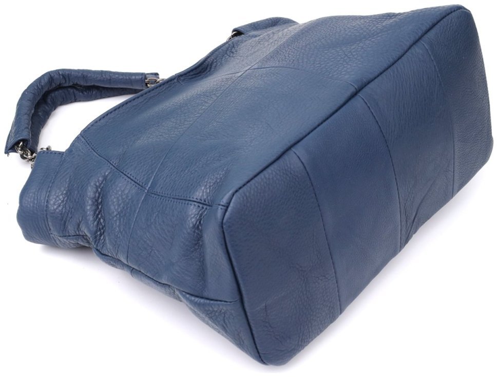 Повсякденна жіноча сумка з натуральної шкіри з короткими ручками Vintage 98146 синього кольору фото №6 Повсякденна жіноча сумка з натуральної шкіри з короткими ручками Vintage 98146 синього кольору modnotak фото №6