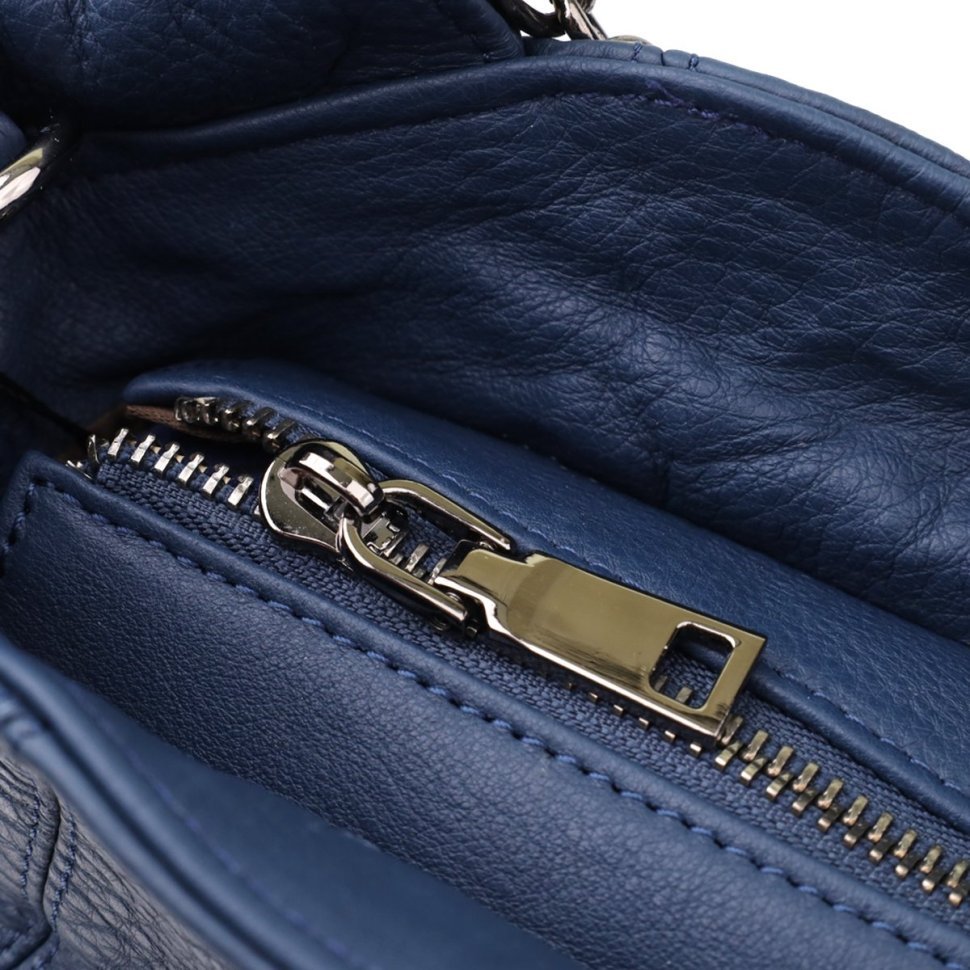 Повсякденна жіноча сумка з натуральної шкіри з короткими ручками Vintage 98146 синього кольору фото №7 Повсякденна жіноча сумка з натуральної шкіри з короткими ручками Vintage 98146 синього кольору modnotak фото №7