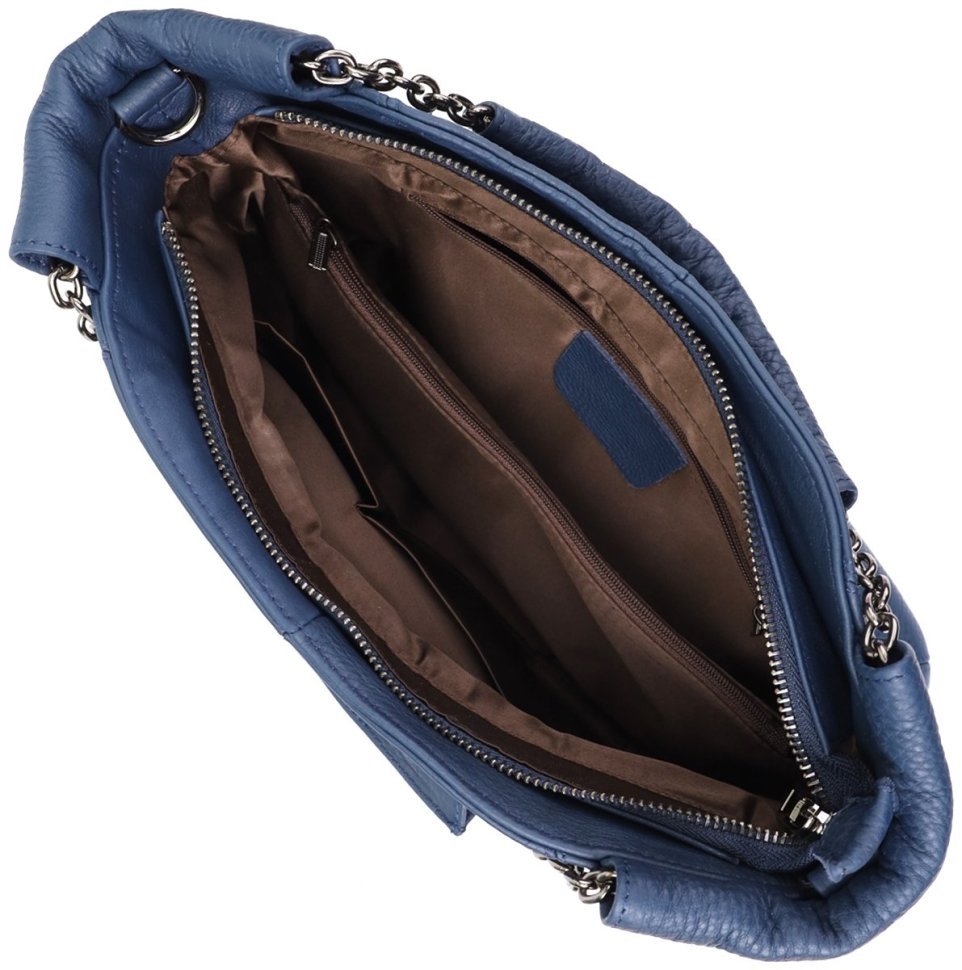 Повсякденна жіноча сумка з натуральної шкіри з короткими ручками Vintage 98146 синього кольору фото №8 Повсякденна жіноча сумка з натуральної шкіри з короткими ручками Vintage 98146 синього кольору modnotak фото №8