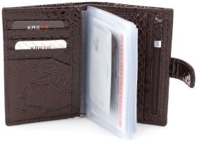 Стильная обложка для документов коричневого цвета с тиснением под змею KARYA (440-015)