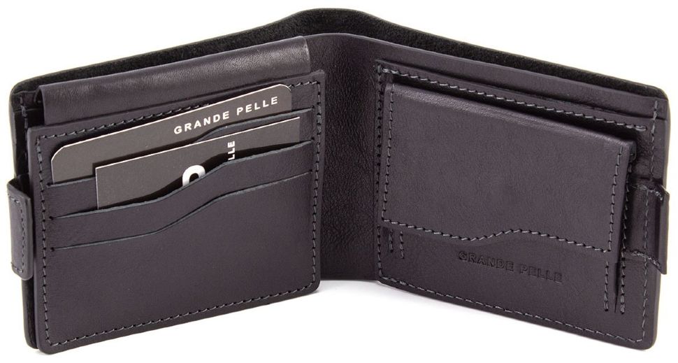 Кожаный мужской кошелек ручной работы Grande Pelle (13057)