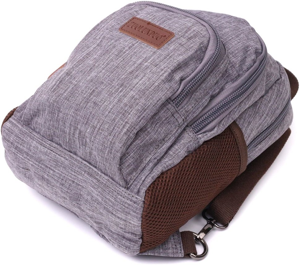 Сірий чоловічий слінг-рюкзак із щільного текстилю на блискавці Vintage 2422149