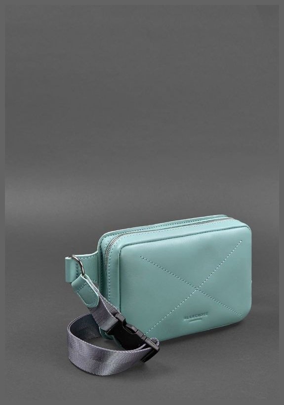 Шкіряна жіноча поясна сумка бірюзового кольору BlankNote Dropbag Mini 78546