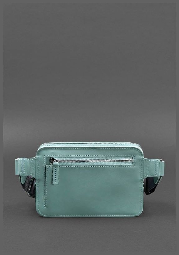 Кожаная женская поясная сумка бирюзового цвета BlankNote Dropbag Mini 78546
