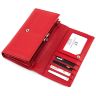 Красный кожаный кошелек с фиксацией на кнопку ST Leather (16669) - 5