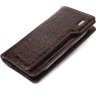 Шкіряний гаманець-клатч коричневого кольору з фактурою під крокодила CANPELLINI (2421536) - 1