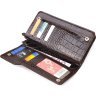 Шкіряний гаманець-клатч коричневого кольору з фактурою під крокодила CANPELLINI (2421536) - 3