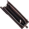 Кожаный кошелек-клатч коричневого цвета с фактурой под крокодила CANPELLINI (2421536) - 4