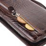Кожаный кошелек-клатч коричневого цвета с фактурой под крокодила CANPELLINI (2421536) - 6