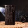 Шкіряний гаманець-клатч коричневого кольору з фактурою під крокодила CANPELLINI (2421536) - 7