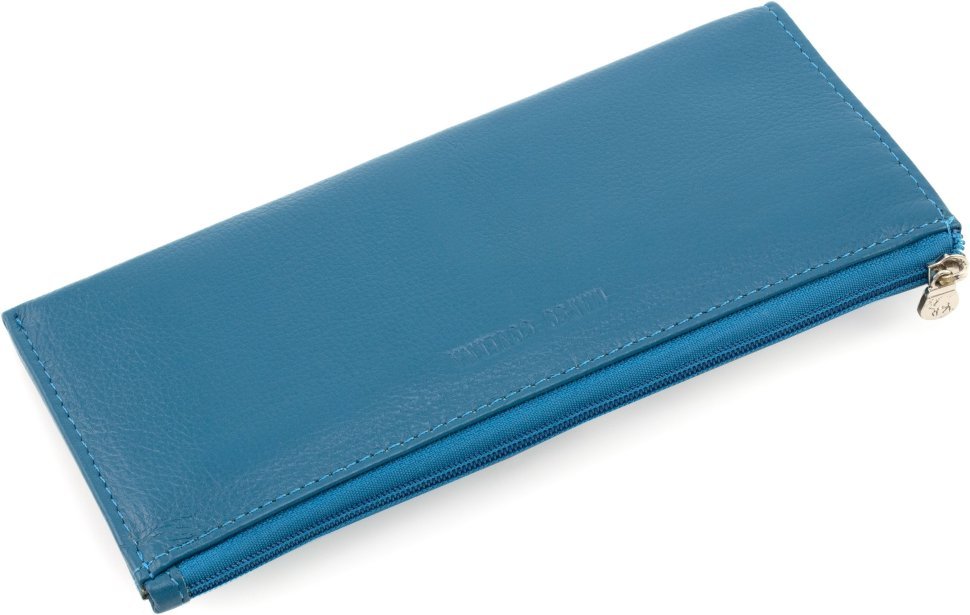 Тонкий женский кошелек из натуральной кожи насыщенного синего цвета Marco Coverna 68646