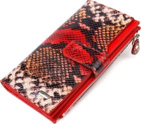 Різнокольоровий жіночий гаманець з натуральної шкіри з тисненням під змію CANPELLINI (2421638)