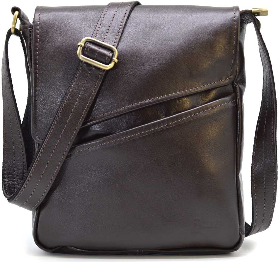 Темно-коричнева чоловіча шкіряна сумка через плече TARWA (21673)