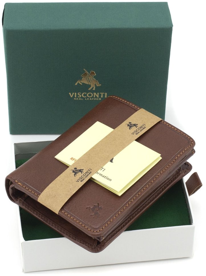 Вертикальне чоловіче портмоне з натуральної шкіри світло-коричневого кольору Visconti Lucca 68946