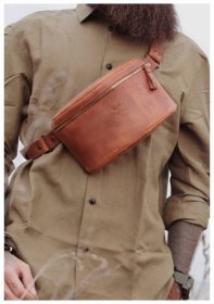 Поясна сумка із вінтажної шкіри світло-коричневого кольору BlankNote 78946