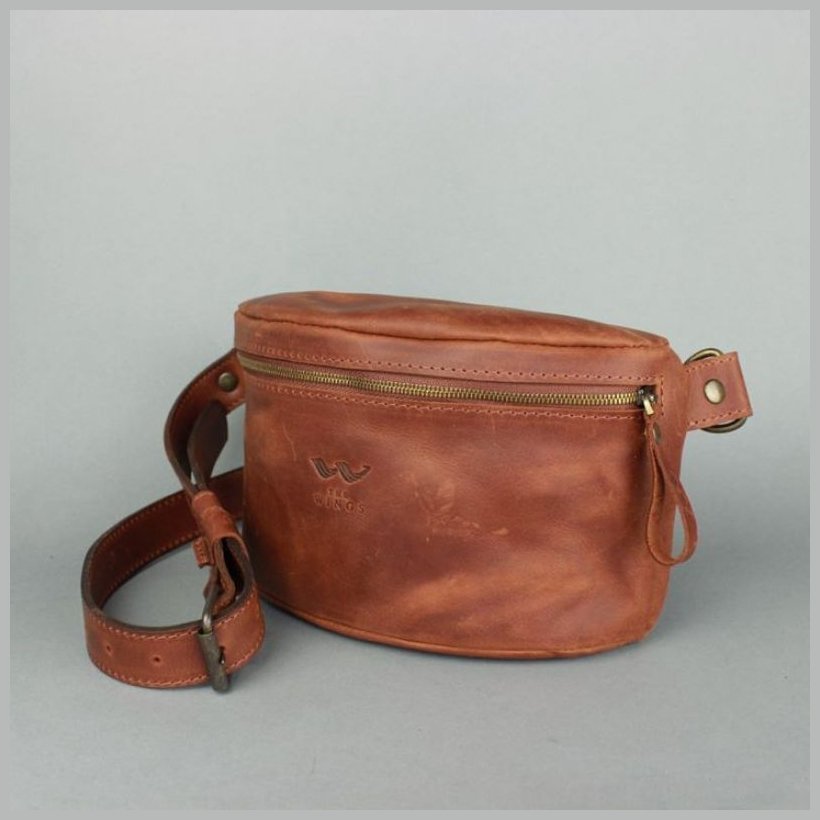 Поясная сумка из винтажной кожи светло-коричневого цвета BlankNote 78946